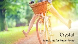  Presentation with bicycle - Slides featuring rural women - woman riding bicycle with her background and a lemonade colored foreground