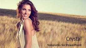  Presentation with golden woman - Presentation having rural women - young beautiful woman on golden background and a coral colored foreground