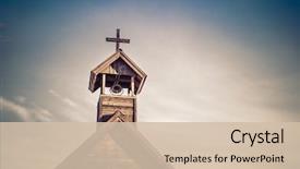  Presentation with cross - Audience pleasing PPT theme consisting of rural wood church cross backdrop and a soft green colored foreground