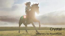  Presentation with horse - Beautiful slide deck featuring rural youth - beautiful young woman posing backdrop and a coral colored foreground