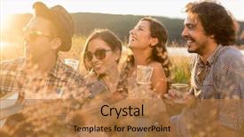  Presentation with summer - Presentation theme having rural youth - friends enjoying evening mood background and a coral colored foreground