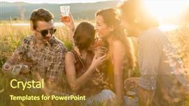  Presentation with dancing music grass - Cool new slides with rural youth - friends enjoying evening mood backdrop and a tawny brown colored foreground