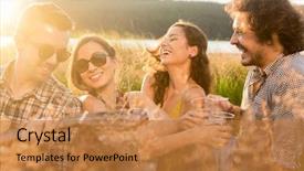  Presentation with dancer music grass - Beautiful PPT layouts featuring rural youth - friends enjoying evening mood backdrop and a gold colored foreground