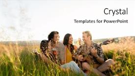  Presentation with together we - Slide deck enhanced with rural youth - friends sitting together in grass background and a white colored foreground