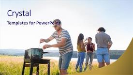  Presentation with women - PPT theme featuring rural youth - gang of young men background and a sky blue colored foreground