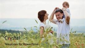  Presentation with happy baby - Presentation having rural youth - happy young family baby resting background and a  colored foreground