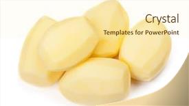  Presentation with ripe golden potato on white - Audience pleasing PPT theme consisting of rural youth - raw peeled potatoes isolated backdrop and a cream colored foreground
