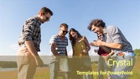 Presentation with bbq - Slide set featuring rural youth - young people having bbq background and a tawny brown colored foreground