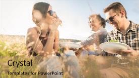  Presentation with young people in the club - Beautiful presentation theme featuring rural youth - young people having summer barbecue backdrop and a coral colored foreground