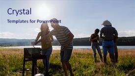  Presentation with women making - PPT layouts enhanced with rural youth - young people making barbecue background and a lemonade colored foreground