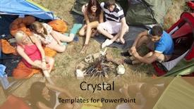  Presentation with youth - PPT theme enhanced with rural youth - young people on camping trip background and a coral colored foreground