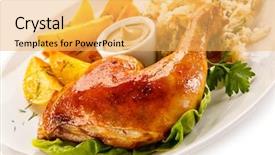  Presentation with grilled chicken - PPT layouts with rusa - grilled chicken leg with chips background and a yellow colored foreground