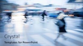  Presentation with rush hour - Theme featuring rush-evening-hour-and-people background and a light blue colored foreground