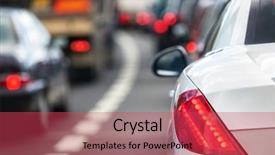 Presentation with traffic congestion - Amazing presentation theme having rush hour traffic congestion focus backdrop and a red colored foreground
