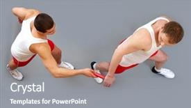  Presentation with baton - Cool new PPT layouts with rush of a relay race backdrop and a gray colored foreground