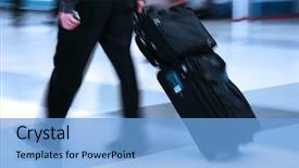  Presentation with airport terminal - Beautiful presentation theme featuring rushing through an airport terminal backdrop and a light blue colored foreground