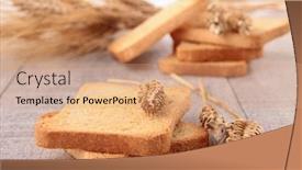  Presentation with wheat - Presentation having rusks - rusk and wheat background and a coral colored foreground