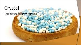  Presentation with sprinkles - Presentation with rusk with blue and white anise seed sprinkles served in holland when a baby boy is born on a white background background and a white colored foreground