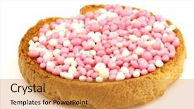  Presentation with pink white - Presentation theme having rusk with white and pink anise seed sprinkles served in holland when a baby girl is born on a white background background and a gold colored foreground