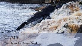  Presentation with mountain water - Slide deck consisting of ruskeala-waterfalls-are-famous-water background and a light blue colored foreground