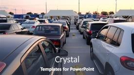  Presentation with strait - Beautiful PPT theme featuring russia-caucasus-port-july-14 backdrop and a dark gray colored foreground