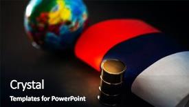  Presentation with russia flag - Slide deck having russia flag and oil barrel background and a black colored foreground