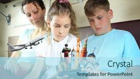  Presentation with train - Beautiful slides featuring russia in the phone collage backdrop and a light blue colored foreground