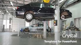  Presentation with garage car - Presentation theme with russia may 8 2015 car background and a gray colored foreground