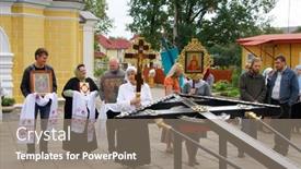  Presentation with worship - Audience pleasing theme consisting of russia-moscow-august-22-orthodox backdrop and a gray colored foreground