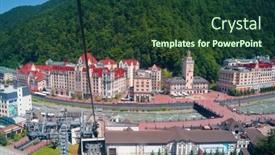  Presentation with town hall - Colorful slide set enhanced with russia-sochi-july-4-2019 backdrop and a tawny brown colored foreground