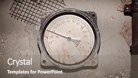  Presentation with cylinder - Beautiful presentation theme featuring old sensor at gas cylinder backdrop and a gray colored foreground