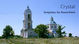  Presentation with russia - PPT layouts consisting of russia-voronezh-region-church-village background and a light blue colored foreground