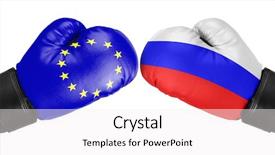  Presentation with russia flag - Audience pleasing theme consisting of russia vs eu boxing gloves backdrop and a white colored foreground