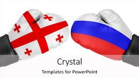  Presentation with russia flag - PPT layouts featuring russia vs georgia boxing gloves background and a white colored foreground