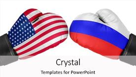  Presentation with russia flag - Slides having russia vs usa boxing gloves background and a white colored foreground