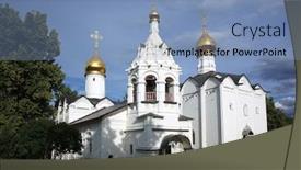  Presentation with russia - Audience pleasing presentation theme consisting of russian-architecture-white-buildings backdrop and a teal colored foreground