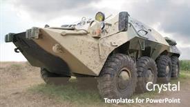  Presentation with vehicle - Theme having russian armored infantry fighting vehicle background and a gray colored foreground