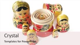  Presentation with russian doll - Beautiful slide set featuring russian babushka nesting doll backdrop and a lemonade colored foreground