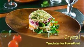  Presentation with beetroot - Slide set enhanced with russian-beetroot-salad-on-table background and a tawny brown colored foreground