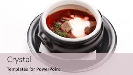  Presentation with beetroot - Beautiful PPT theme featuring russian beetroot soup backdrop and a soft green colored foreground