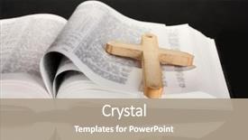  Presentation with black cross - Cool new PPT theme with russian bible and wooden cross backdrop and a coral colored foreground