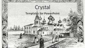  Presentation with engraving - Slide deck with russian church - alexander-svirsky monastery preobrazhenskiy cathedral engraving background and a light gray colored foreground