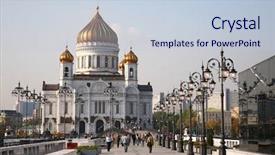  Presentation with christ - Presentation theme having russian church - cathedral of christ the savior background and a  colored foreground