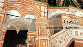  Presentation with phyto essential basil aroma oil - Audience pleasing presentation theme consisting of russian church - saint basil cathedral in moscow backdrop and a coral colored foreground