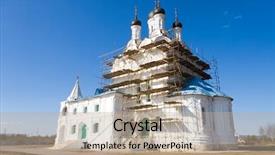  Presentation with church gala - Amazing presentation theme having russian church reconstruction wide angle backdrop and a mint green colored foreground