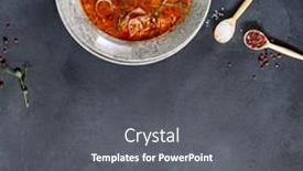  Presentation with russian - Beautiful presentation design featuring russian-cuisine-solyanka-soup backdrop and a dark gray colored foreground