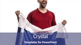  Presentation with russian greyhound - Slide deck enhanced with russian fan celebrating on white background and a ocean colored foreground