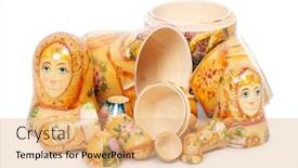  Presentation with russian doll - Cool new PPT theme with russian-folk-wooden-nesting-doll backdrop and a coral colored foreground