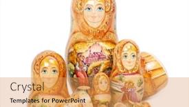  Presentation with russian doll - Amazing presentation theme having russian-folk-wooden-nesting-doll backdrop and a yellow colored foreground