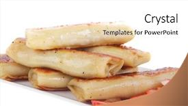  Presentation with pancake - Cool new presentation with russian food - heap of sweet pancake filled with cottage cheese with strawberry served on white plate isolated over white backdrop and a white colored foreground